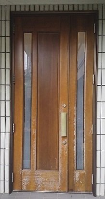 ヤマハ玄関ドア再塗装、工事前、飯能市 ヤマハ玄関ドア塗装、飯能市、工事前