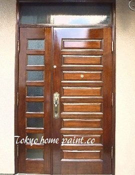 木製玄関ドア再塗装練馬区、仕上げ 木製玄関ドア塗装仕上げ、練馬区3