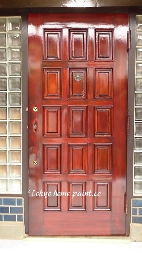 木製玄関ドア塗装東村山市仕上げ