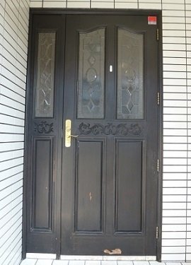 木製玄関ドア塗装墨田区工事前