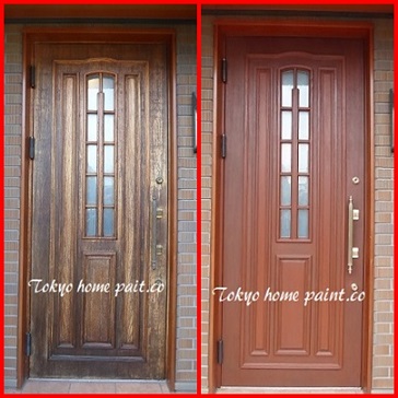 国内木製玄関ドア再塗装