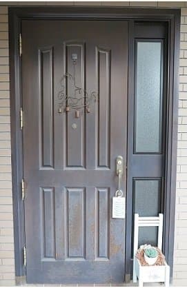 木製玄関ドア塗装、世田谷区、工事前