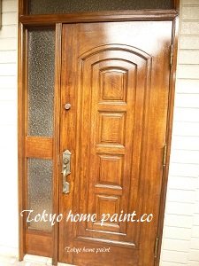 ヤマハ玄関ドア再塗装、仕上げ、八王子市 ヤマハ玄関ドア塗装、八王子市、仕上げ