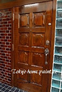 ヤマハ玄関ドア再塗装、仕上げ、練馬区3 ヤマハ玄関ドア塗装、練馬区2,仕上げ