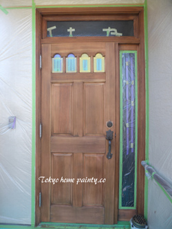ヤマハ玄関ドア塗装・目黒区10