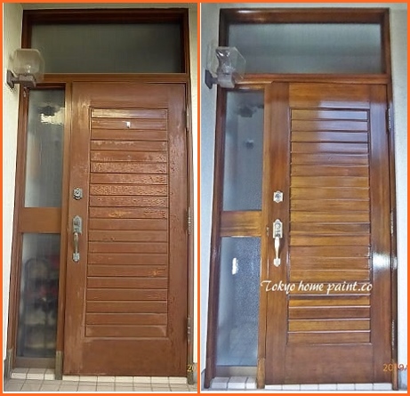 木製玄関ドア塗装埼玉県・ウレタン塗装