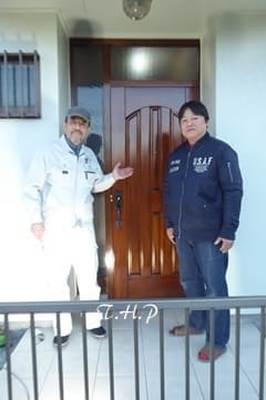 木製ヤマハ玄関ドア塗装17
