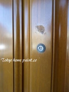 木製ヤマハ玄関ドア塗装5